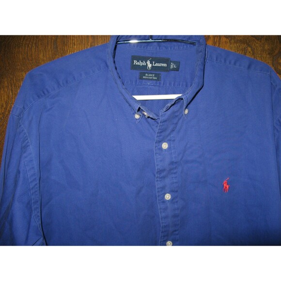 Vintage Ralph Lauren Polo Button Up Blue Blake Long Sleeved Shirt Men Size L - Picture 1 of 3